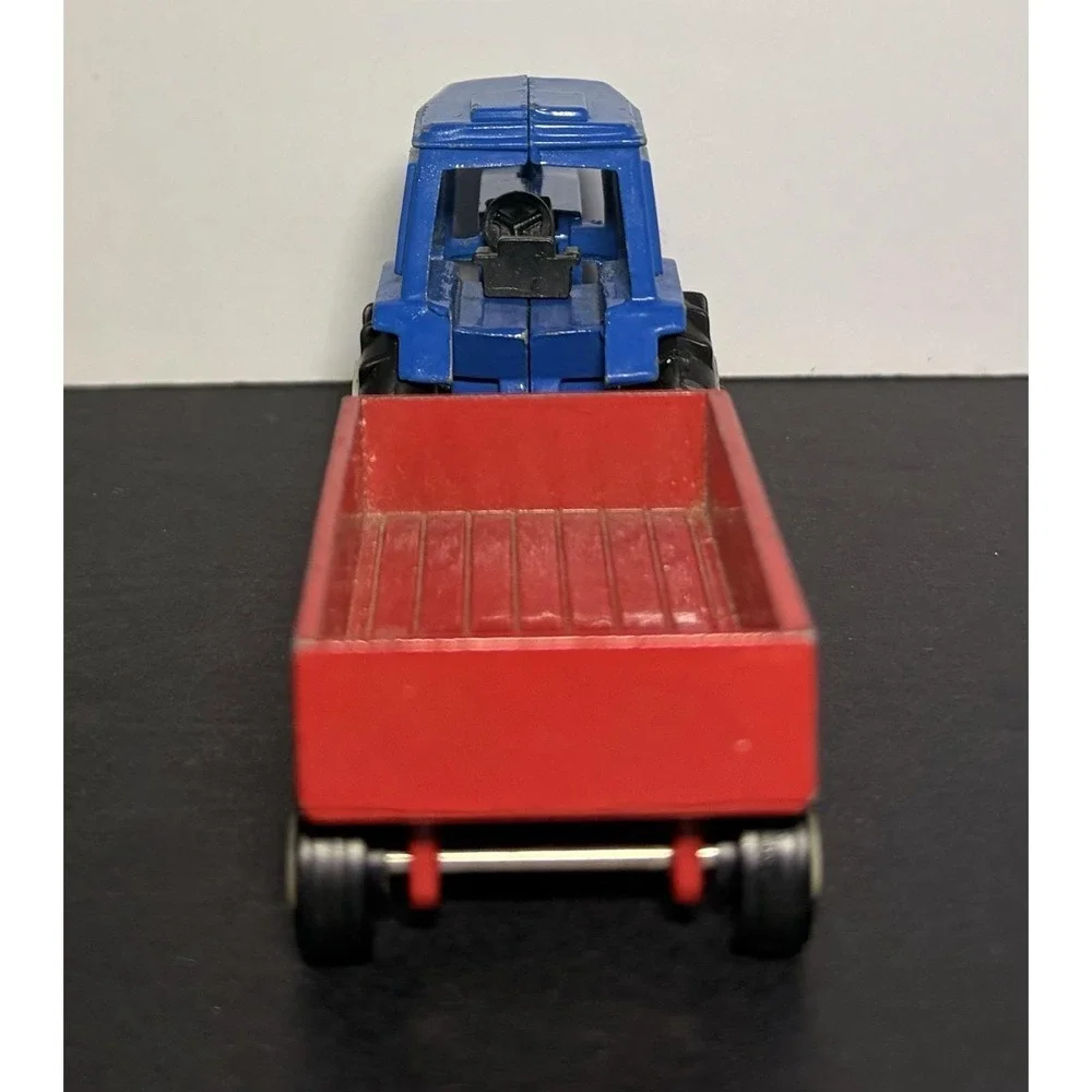 Vtg Blue Farm Boy Tractor Red Farm Trailer TootsieToys Diecast Set, 1950-1990